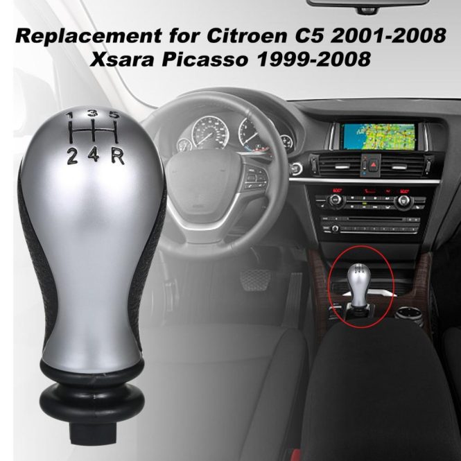 Other Decorations | Car Gear Shift Knob 5 Speed Car Gear Shift Shifter Knob Stick Head Manual Replacement for Citroen C5 2001-2008 Xsara Picasso 1999-2008 Black Car Decorations Black