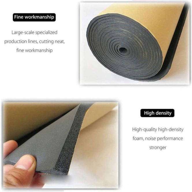 Other Decorations | Car Soundproof Deadening Noise Insulation Sound Deadener Acoustic Foam Anti-noise Cotton Auto Adhesive Heat Insulation Cell Foam Deadener 100cm*100cm,5mm Black Car Decorations Black