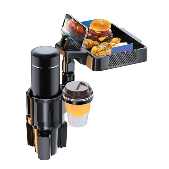 Other Decorations | Cup Holder Tray for Car Dual Cap Holder 4IN1 Adjustable Car Cup Holder Multifunctional Car Drink Phone Holders Snack Tray Expander l Black Car Decorations Black