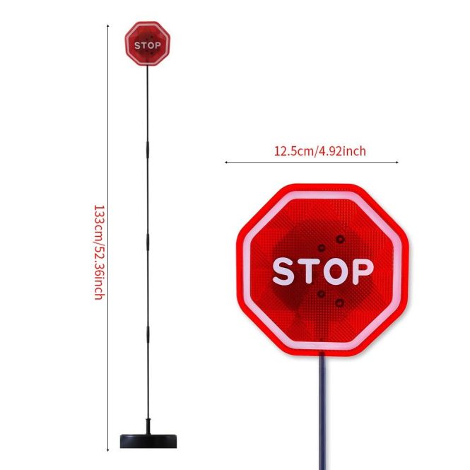 Other Decorations | LED Flashing Stop Sign for Garage Parking Stop Sign with Bright Red LEDs and Adjustable Rod Black And Red Car Decorations Black And Red