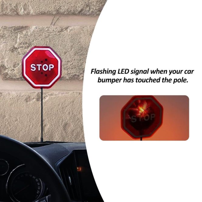 Other Decorations | LED Flashing Stop Sign for Garage Parking Stop Sign with Bright Red LEDs and Adjustable Rod Black And Red Car Decorations Black And Red