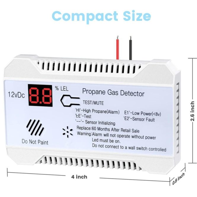 Other Decorations | RV Propane Gas Detector 85dB Loud Alarm DC 12V Mini Compact Design RV Propane Alarm for Trailer Camper Motorhome Motorcoach Black Car Decorations Black