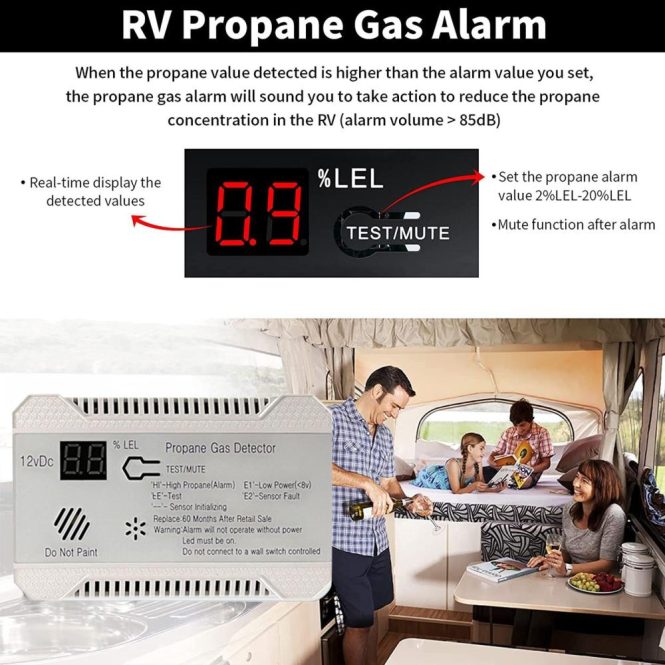 Other Decorations | RV Propane Gas Detector 85dB Loud Alarm DC 12V Mini Compact Design RV Propane Alarm for Trailer Camper Motorhome Motorcoach Black Car Decorations Black