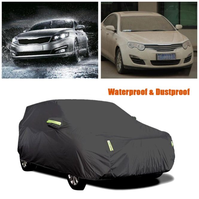 Other Decorations | Sedan Car Cover Waterproof All Weather Outdoor Car Cover UV Protection Windproof Full Car Cover Universal(4.4*1.8*1.6M) Black Car Decorations Black