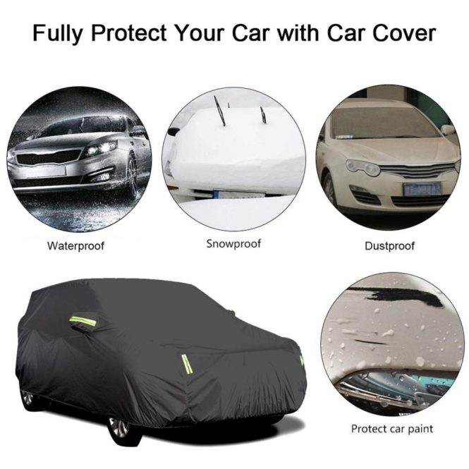 Other Decorations | Sedan Car Cover Waterproof All Weather Outdoor Car Cover UV Protection Windproof Full Car Cover Universal(4.4*1.8*1.6M) Black Car Decorations Black