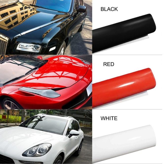 Other Decorations | Stretchable Glossy Vinyl Film Protective Car Vinyl Wrap Stickers with Air Release Car Styling Accessories Black Car Decorations Black