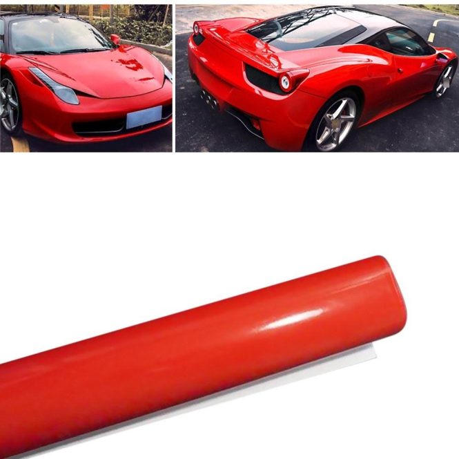 Other Decorations | Stretchable Glossy Vinyl Film Protective Car Vinyl Wrap Stickers with Air Release Car Styling Accessories Red Car Decorations Other Decorations