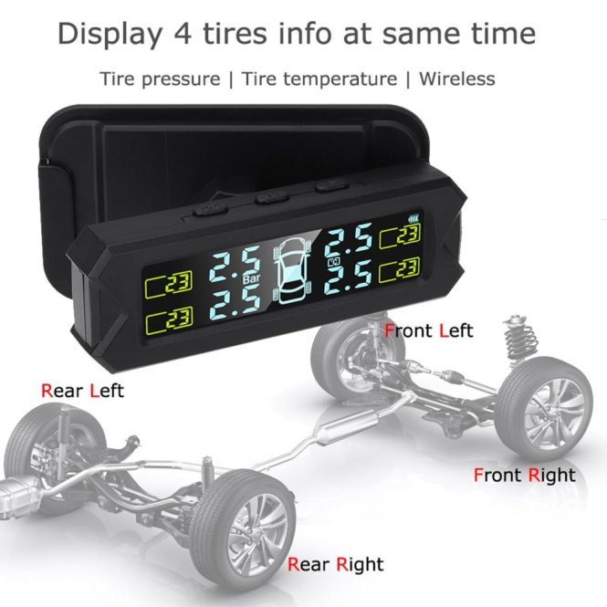 Other Decorations | Tire Pressure Monitoring System,Wireless Solar Power TPMS with 5 Alarm Modes,Auto Backlight LCD Display,4 Sensors 0-81 PSI #1 Car Decorations Other Decorations