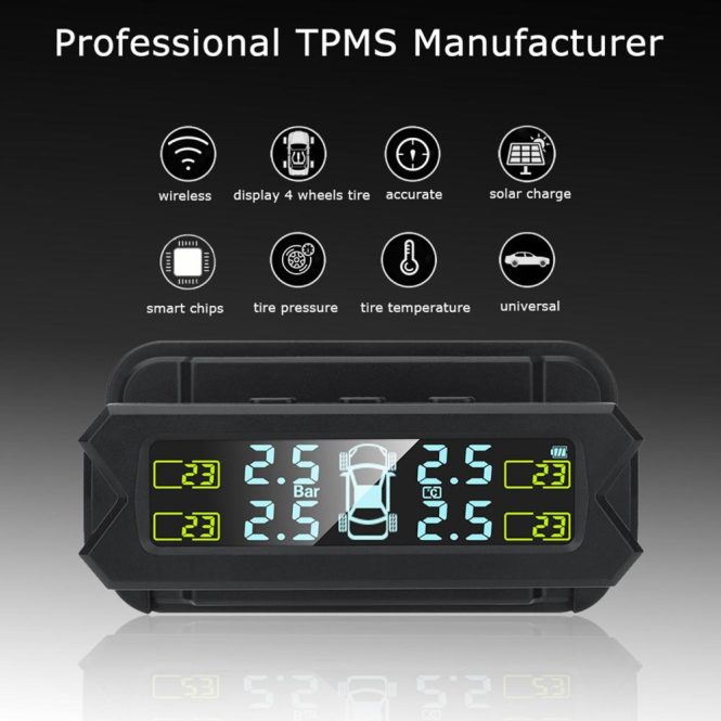 Other Decorations | Tire Pressure Monitoring System,Wireless Solar Power TPMS with 5 Alarm Modes,Auto Backlight LCD Display,4 Sensors 0-81 PSI #1 Car Decorations Other Decorations