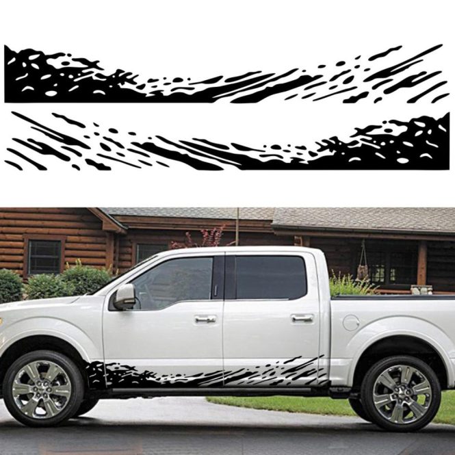 Other Decorations | Truck Car Stickers,  Racing Stripes Car Stickers, Waves Graphics Vinyl Stickers for Car Body Door, Car Decal Stickers for Large Car Side Decals for Truck Pickup SUV Jeep Black Car Decorations Black