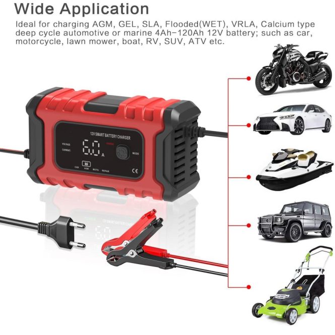 Other Motorcycle Accessories | FOXSUR Motorcycle Battery Chargers 12V6A Full Automatic Smart Battery Chargers Maintainer au Red Motorcycle Accessories Other Motorcycle Accessories