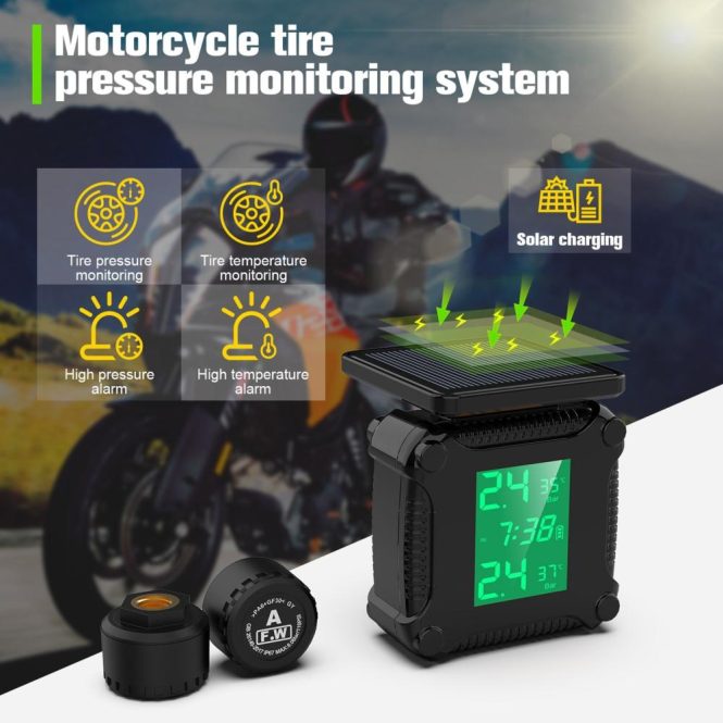 Other Motorcycle Accessories | Motorcycle Wireless Tire Pressure Monitoring Waterproof Temperature Alarm USB Rechargeable TPMS with LCD Display Green Motorcycle Accessories Green