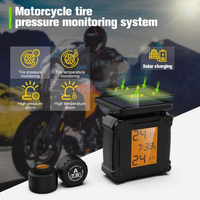 Other Motorcycle Accessories | Motorcycle Wireless Tire Pressure Monitoring Waterproof Temperature Alarm USB Rechargeable TPMS with LCD Display Orange Motorcycle Accessories Orange