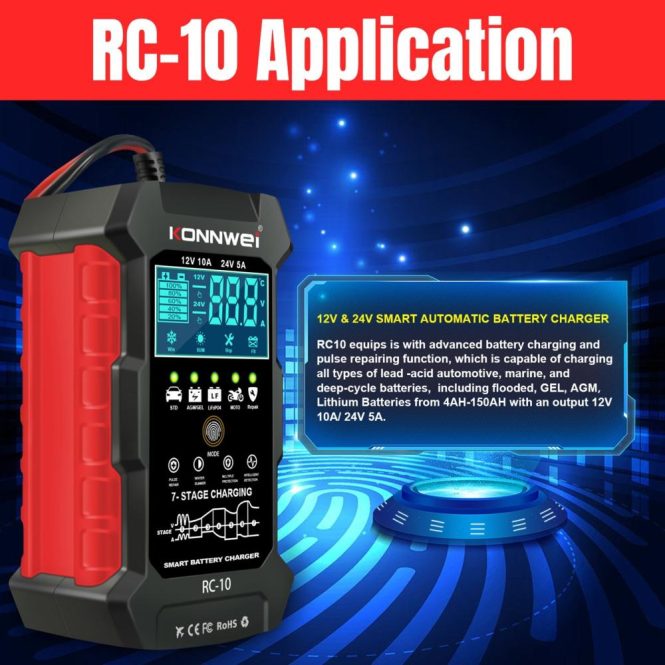 Other Motorcycle Accessories | RC-10 12V 10A /24V 5A Battery Charger Battery Pulse Repair Tool for Lead-acid Automotive Marine Deep-cycle Batteries eu Motorcycle Accessories Other Motorcycle Accessories