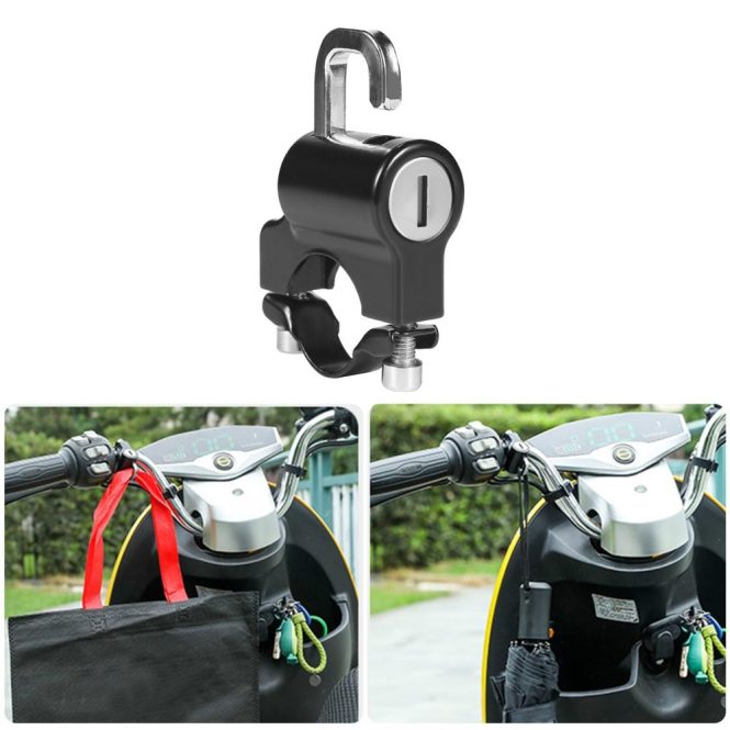 Other Motorcycle Accessories | Universal Motorcycle Helmet Lock Anti-Theft Helmet Security Lock Metal 22mm-26mm Black with 2 Keys Set Black Motorcycle Accessories Black