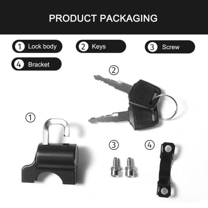 Other Motorcycle Accessories | Universal Motorcycle Helmet Lock Anti-Theft Helmet Security Lock Metal 22mm-26mm Black with 2 Keys Set Black Motorcycle Accessories Black