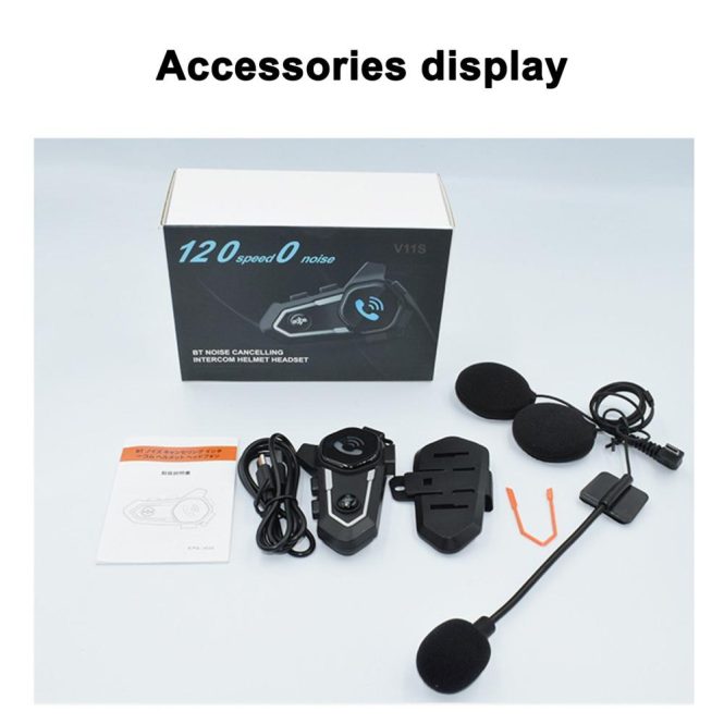 Other Motorcycle Accessories | V11S IP67 Waterproof  BT5.0 Smart Motorcycle Helmet Intercom with Microphone Hands-free Interphone for Motorcycle Riders 300 Meter Connection Range Multi-Protocol Support Dual Phone Connection Motorcycle Accessories Other Motorcycle Accessories