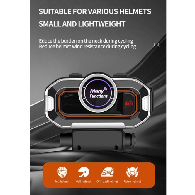 Other Motorcycle Accessories | V9pro Smart Motorcycle Helmet Intercom BT5.0 Hands-free Interphone for Motorcycle Riders 300M Range Support FM Function with Microphone Multi-Protocol Support Dual Phone Connection Motorcycle Accessories Other Motorcycle Accessories