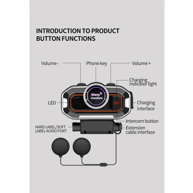 Other Motorcycle Accessories | V9pro Smart Motorcycle Helmet Intercom BT5.0 Hands-free Interphone for Motorcycle Riders 300M Range Support FM Function with Microphone Multi-Protocol Support Dual Phone Connection Motorcycle Accessories Other Motorcycle Accessories