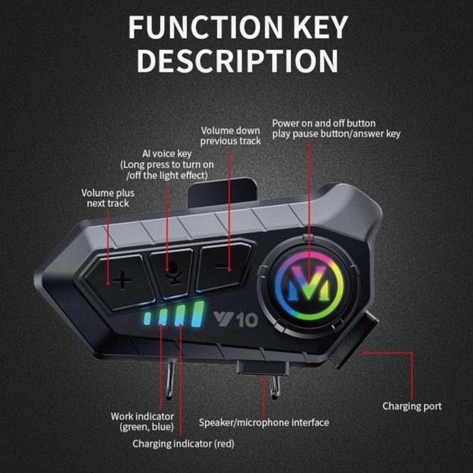 Other Motorcycle Accessories | Y10 Motorcycle BT5.3 Intercom Headset IPX6 Noise Cancellation Compatible with Face-off Helmets & 3/4 Helmets Support Simultaneous Connection to Two Mobile Phones Motorcycle Accessories Other Motorcycle Accessories