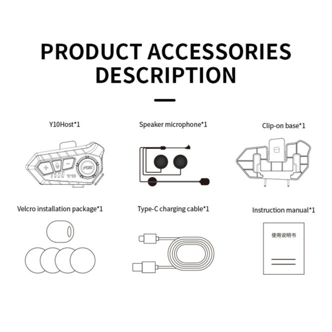 Other Motorcycle Accessories | Y10 Motorcycle BT5.3 Intercom Headset IPX6 Noise Cancellation Compatible with Face-off Helmets & 3/4 Helmets Support Simultaneous Connection to Two Mobile Phones Motorcycle Accessories Other Motorcycle Accessories