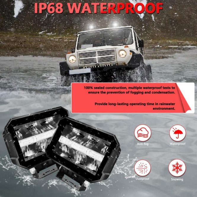 Others Car Lights | 100W Spot Flood Combo LED Light Bar 5 Inch 10000LM Driving Light Waterproof LED Work Light for Boat Truck Tractor Trailer Off-Road Vehicle Black Car Lights Black