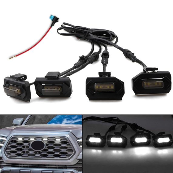 Others Car Lights | 4 PCS Front Grille LED Grille Lights With add a Fuse Replacement for Tacoma TRD PRO 2020-2021(Black Shell white Light) Car Lights Others Car Lights