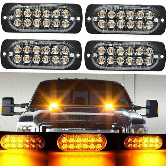 Others Car Lights | 4PCS 12 Strobe LED Amber Hazard Beacon Emergency Flashing Side Marker Light Car Lights Others Car Lights