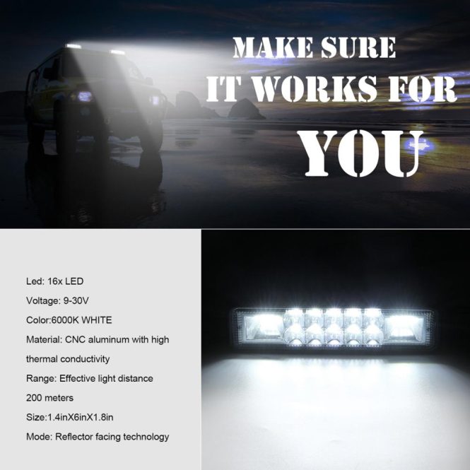 Others Car Lights | 6 Inch LED Pods Light Bar 60W LED Work Light Bar Driving Fog Light 2pcs Black Car Lights Black