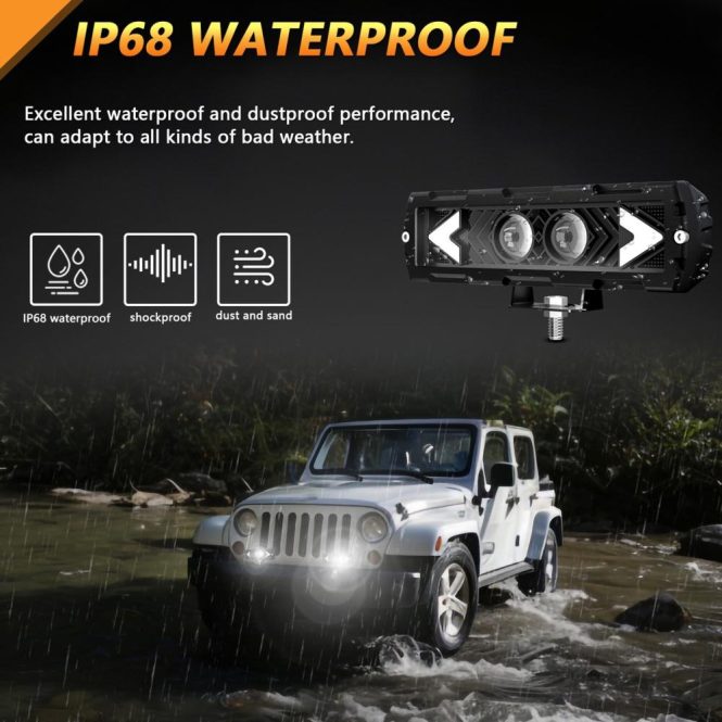 Others Car Lights | 6 inch LED Work Light Bar Driving Fog Light Work Lamp with DRL Replacement for Jeep Car Truck Boat UTV ATV Motorcycle 1pcs Car Lights Others Car Lights