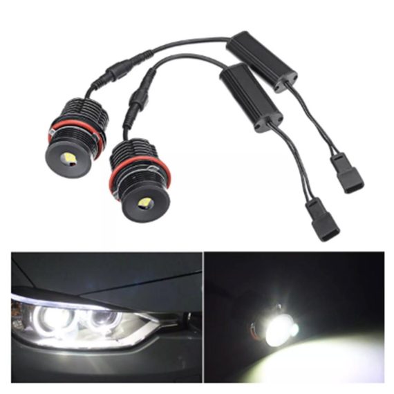 Others Car Lights | High Power White 6500K 40W/pcs LED Angel Eyes Halo Ring Marker Light Bulb Replacement for BMW E39 E53 E60 E63 Black Car Lights Black