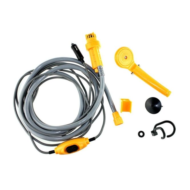 Outdoor Emergency Equipment | 12V Camping Showers with Water Pump 6 Meter Cable with Cigarette Lighter Plug Max 2.5L Water Per Minute Orange Car Repair & Maintenance Orange