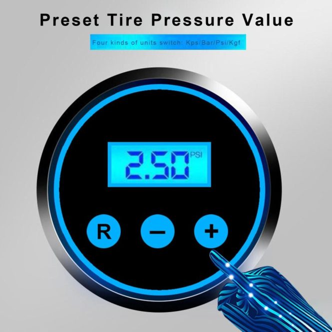 Outdoor Emergency Equipment | Car Portable 12V Air Pump Digital Display Quick Inflation Automatically Stop Tire Pressure Detection with Night Lamp Black Car Repair & Maintenance Black