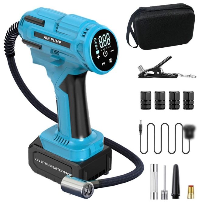 Outdoor Emergency Equipment | Cordless Air Compressor Portable Tire Inflation Pump eu Blue Car Repair & Maintenance Blue