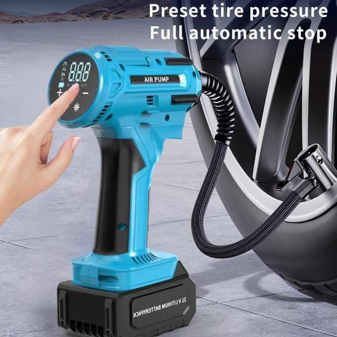 Outdoor Emergency Equipment | Cordless Air Compressor Portable Tire Inflation Pump eu Blue Car Repair & Maintenance Blue