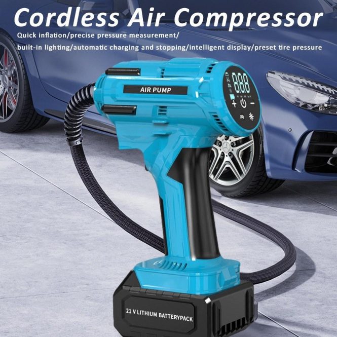 Outdoor Emergency Equipment | Cordless Air Compressor Portable Tire Inflation Pump eu Blue Car Repair & Maintenance Blue