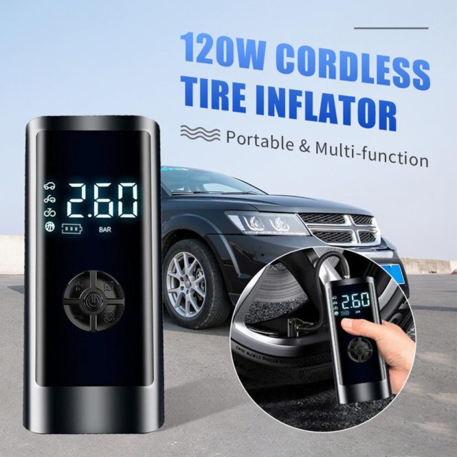 Outdoor Emergency Equipment | Smart Digital Air Pressure Electric Inflator Pump Wireless For Cars Automobile Inflatable mat Black Car Repair & Maintenance Black