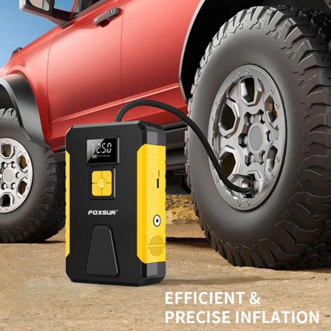 Outdoor Emergency Equipment | Tire Inflator Portable Air Compressor Cordless Electric Air Pump Yellow Car Repair & Maintenance Outdoor Emergency Equipment