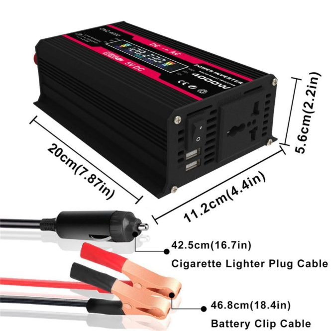 Power Supply | 4000W Peak Power Modified Sine Wave Inverter Black1 Car Electronics Black1