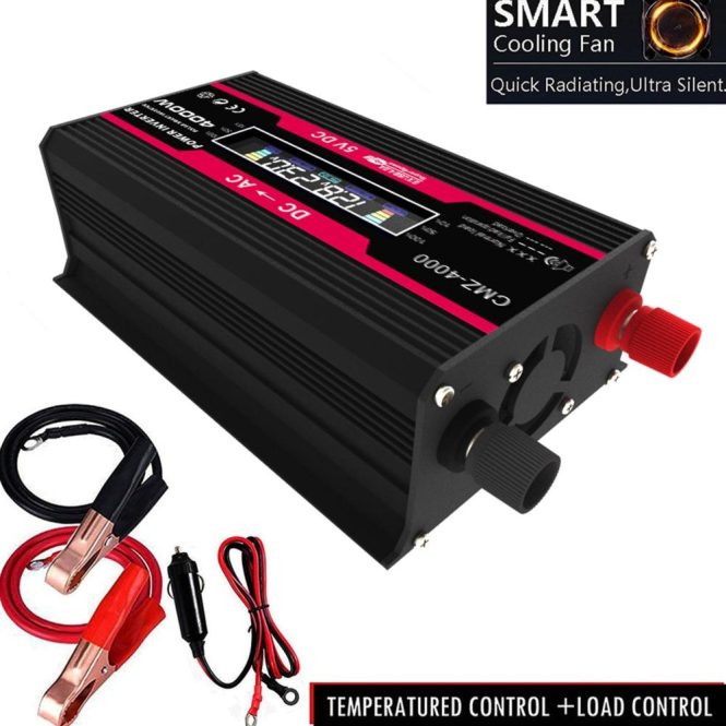 Power Supply | 4000W Peak Power Modified Sine Wave Inverter Black1 Car Electronics Black1