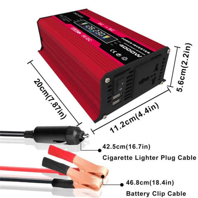 Power Supply | 4000W Peak Power Modified Sine Wave Inverter Red1 Car Electronics Power Supply