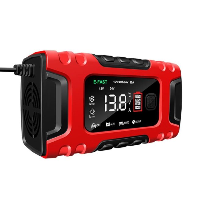 Power Supply | Car Battery Recharger Machine Digital Display Motorcycle Battery Recharger Automatic Battery Recharger Intelligent Multiple Protections Battery Recharger uk Red Car Electronics Power Supply