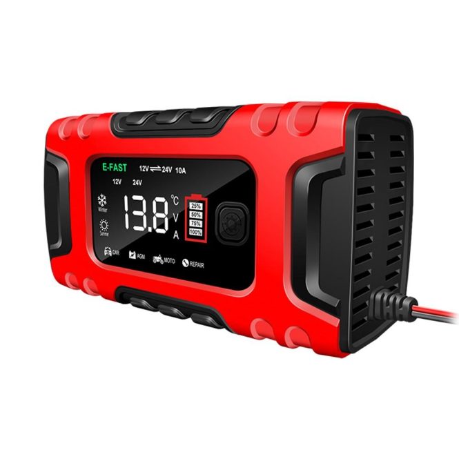 Power Supply | Car Battery Recharger Machine Digital Display Motorcycle Battery Recharger Automatic Battery Recharger Intelligent Multiple Protections Battery Recharger uk Red Car Electronics Power Supply