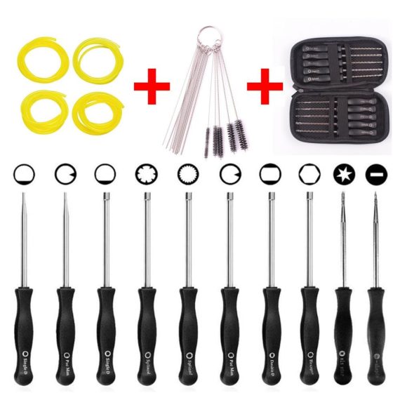 Car Tools | Pack of 10 Carburetor Adjustment Tool + Carrying Case + Cleaning Kit +Fuel Tube for Common 2 Cycle Carburator Engine Black Car Repair & Maintenance Black