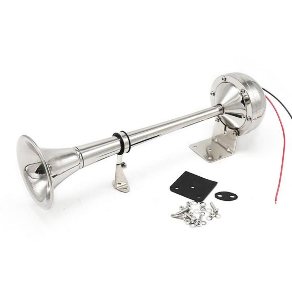 Other Accessories | 24V Single Trumpet Horn Marine Boat Air Horn 125dB Electric Air Horn for Truck Yacht Bus Silver Car Repair & Maintenance Other Accessories