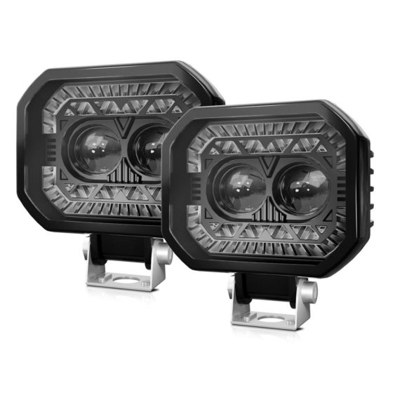 Car Fog Lights | 2PCS 120W 18000LM Super Bright Spot Driving Lights Waterproof Fog Lights Square LED Pods for Car Motorcycle SUV ATV Truck Black Car Fog Lights Black