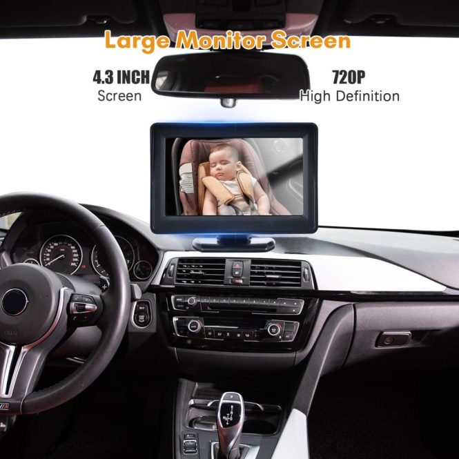 Car Rear View Camera | Baby Car Monitor 720p Monitor Camera for Baby Rear Facing Seat Black Car Alarms & Security Black