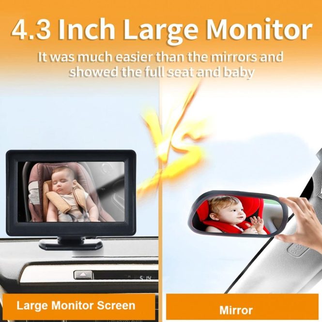 Car Rear View Camera | Baby Car Monitor 720p Monitor Camera for Baby Rear Facing Seat Black Car Alarms & Security Black