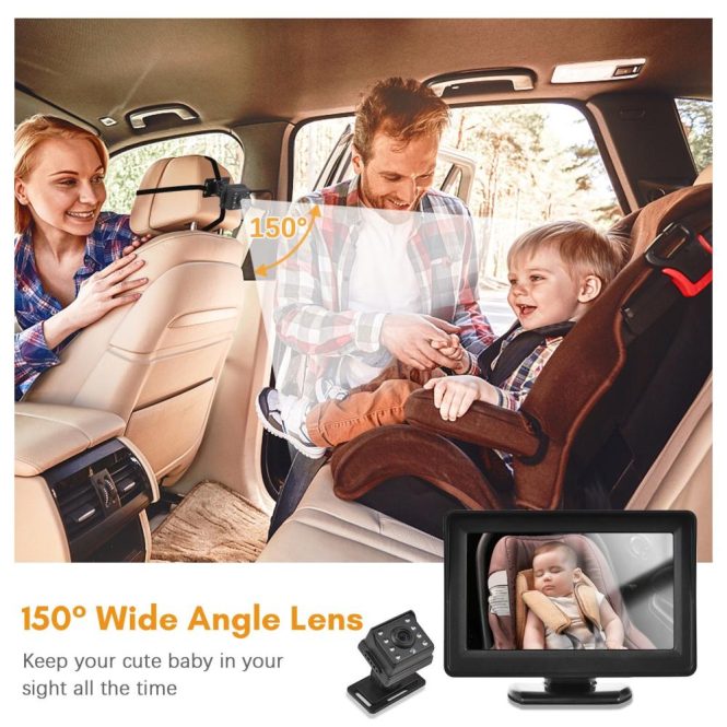 Car Rear View Camera | Baby Car Monitor 720p Monitor Camera for Baby Rear Facing Seat Black Car Alarms & Security Black