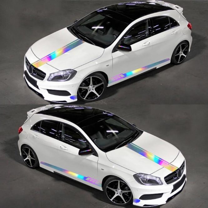 Car Stickers | 5 Pieces  Reflective Stripe Vinyl Car Side Sticker Auto Body Racing Sports Decals Multicolor Car Decorations Car Stickers